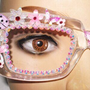 3.00 SQUARE READING GLASSES PINK GARDEN THEME LADYBUGS AND FLOWERS